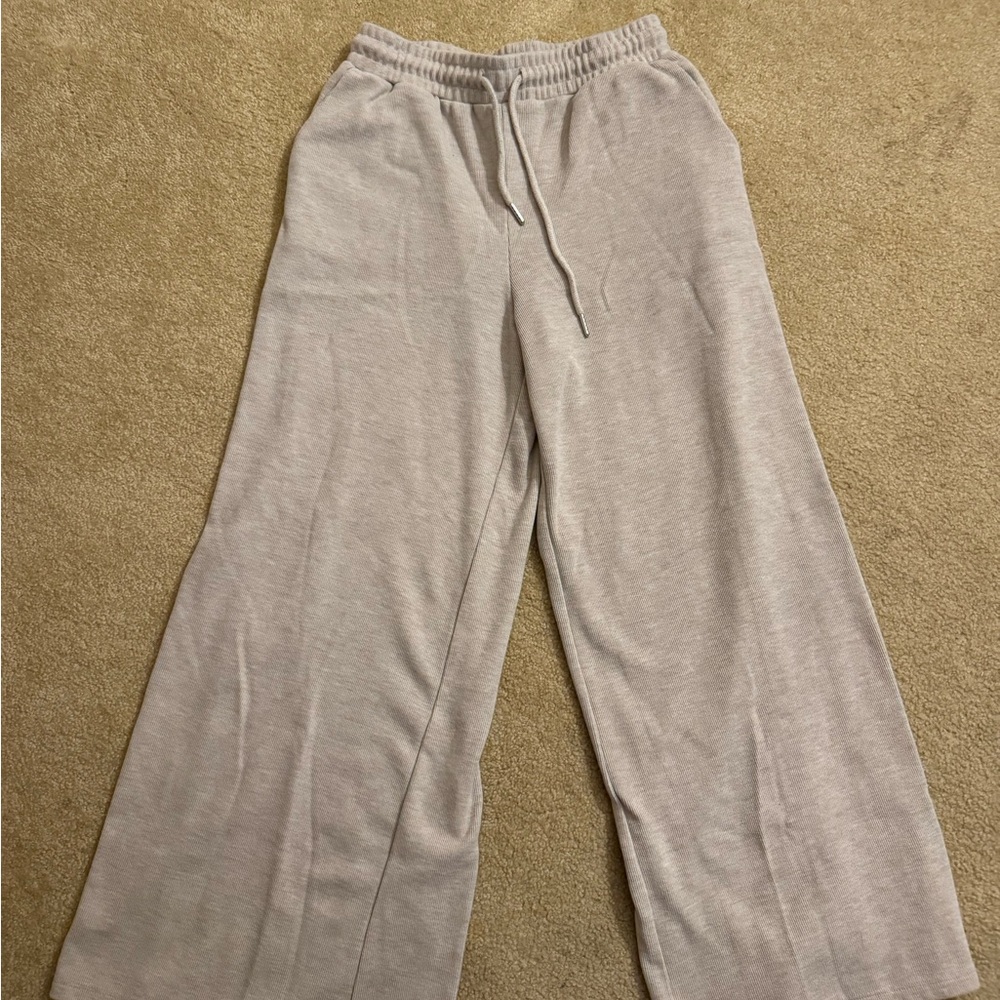 Zara Ribbed Beige Lounge Pants